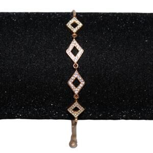 Slide Adjustable Bracelet Rose Gold Tone w/ Crystals
